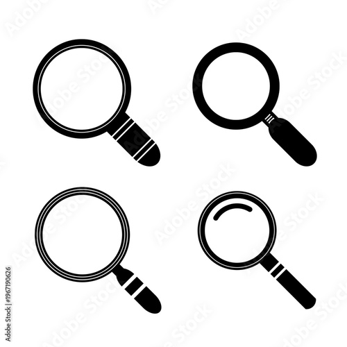 Set of Magnifying Glass Icons, Search and Discovery Vector Symbols for UI Design