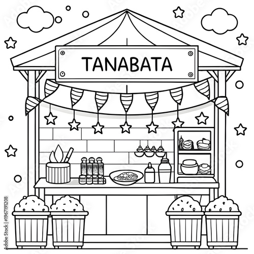tanbata food stall coloring page for kids