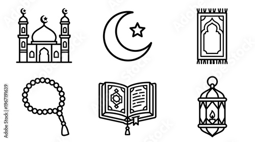Islamic symbols and objects for Ramadan and Eid celebrations