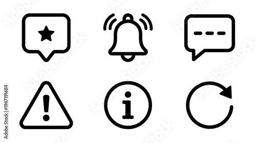 Notification icons for alert, information, and communication purposes