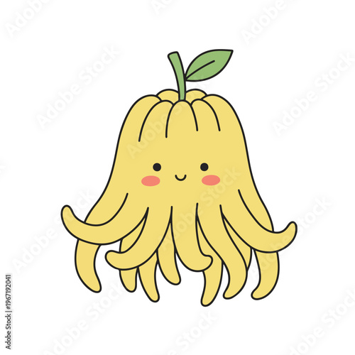 Cute Doodle Buddhas Hand Citron Fruit Vector