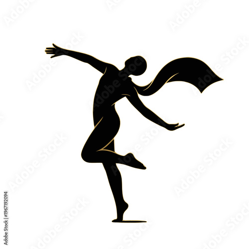 An artistic silhouette of a graceful dancer.