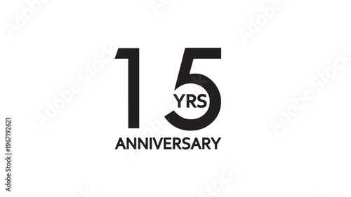 Fifteen years anniversary logo with 'YRS' text inside the number zero, perfect for celebrating significant milestones.