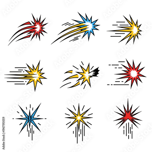 Explosion Starbursts Collection: Comic Book Action Effects, Energy Bursts, and Speed Lines