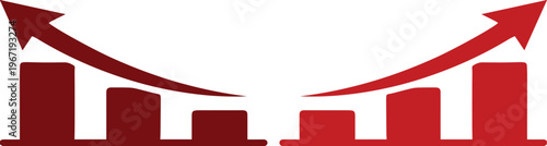 Dynamic red bar chart vector, upward trending financial graph, business growth and success concept, data visualization for marketing and reports