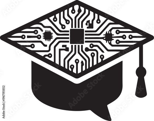 Artificial Intelligence Education and Chatbot App Silhouettes