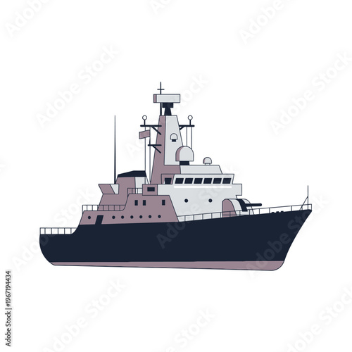 Modern Warship Illustration, Naval Vessel, Military Ship, Sea Patrol Boat
