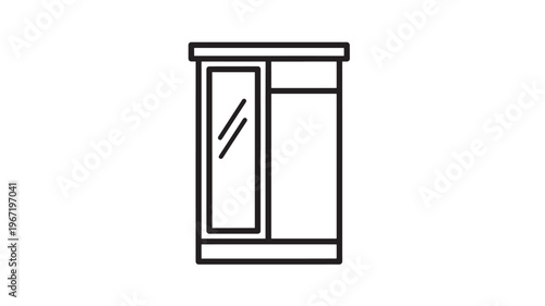 Wardrobe with mirror icon featuring clean lines and a modern minimalist design, perfect for digital or print applications.