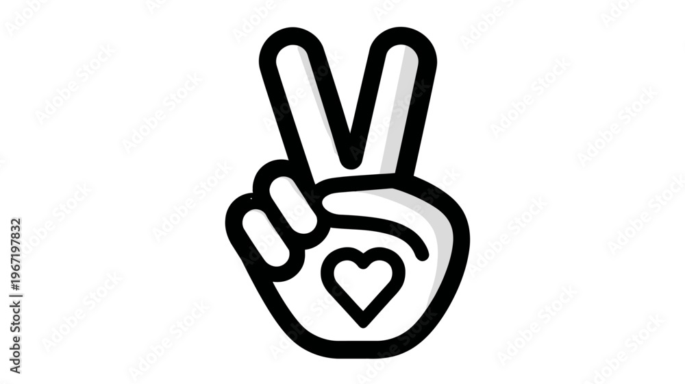Fototapeta premium Iconic hand gesture with heart symbol for peace and love concept