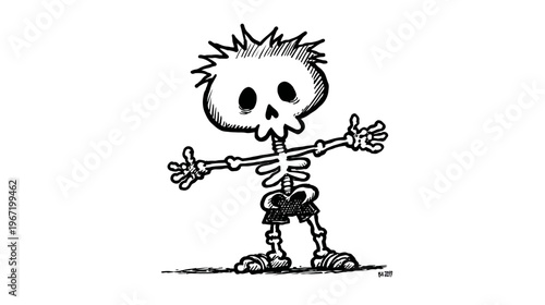 Cartoon skeleton character illustration isolated on white background