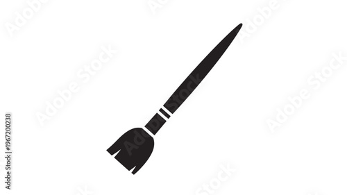 Broom icon with bristles and handle featuring a simple black silhouette design against a white background.