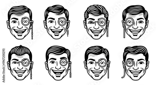 Vintage Gentleman Monocle Portrait Collection.