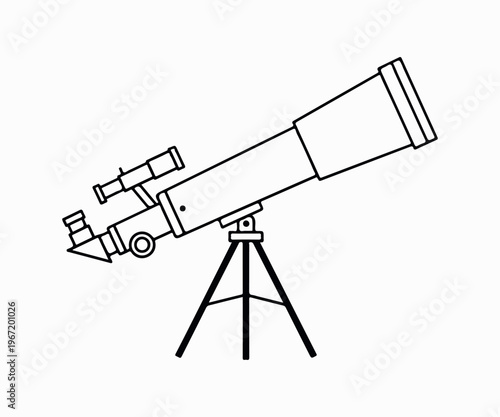 Line Art Illustration of a Telescope