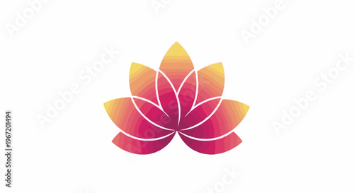 Stylized lotus flower with vibrant gradient petals on white background