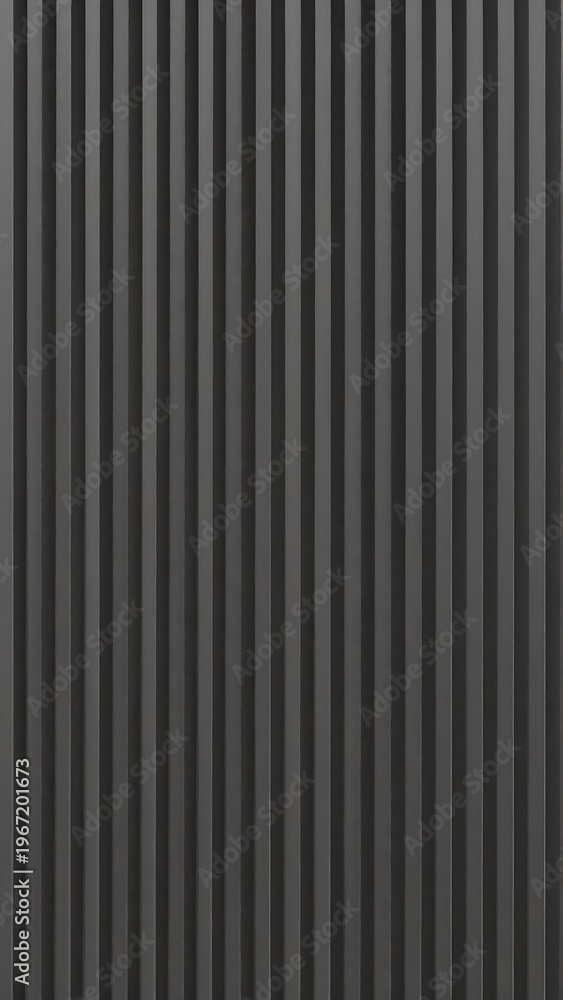 Fototapeta premium Vertically arranged, gray, textured wall with uniform, repetitive ridges and troughs