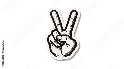 Hand gesture showing peace symbol isolated on white background concept