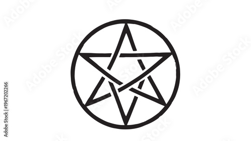 Hexagram symbol with interlocking triangles within a circle, isolated on white background with grunge texture edges