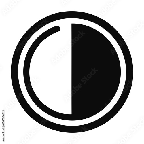 Minimalist Contrast and Brightness Adjustment Icon for UI UX Design and Digital Interface