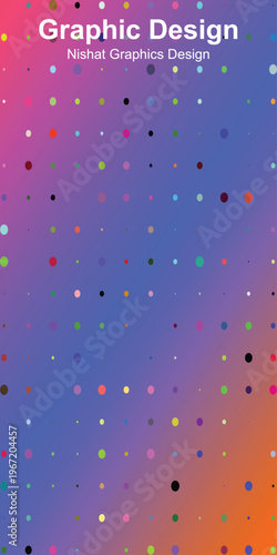 Multicolored polka dots gradient background with vibrant hues and scattered dots