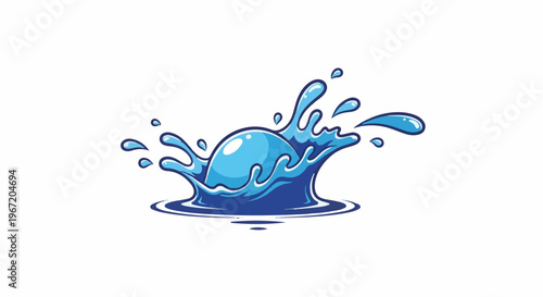 A stylized cartoon splash of blue water with droplets flying outward