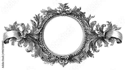 Elegant ornate frame with space for text decorative design element isolated