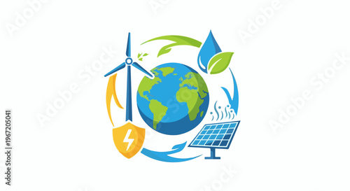 Earth with renewable energy sources and protection