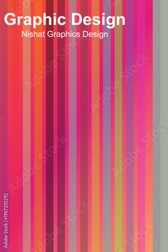 Vertical gradient stripes in vibrant pink orange purple and teal colors with text overlay