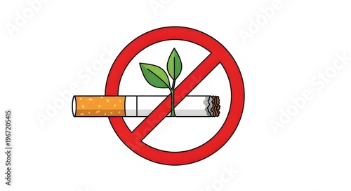 Conceptual illustration of a cigarette transforming into a green plant, symbolizing the powerful message of quitting smoking for a healthier life and a better environment