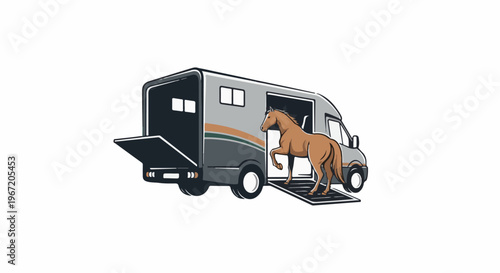 Horse loading into a trailer for transport