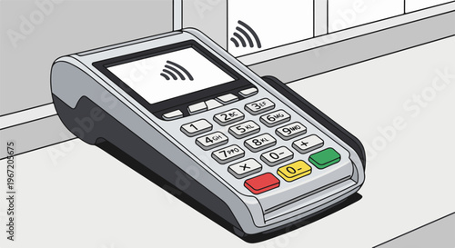 Point-of-sale terminal with contactless payment symbols