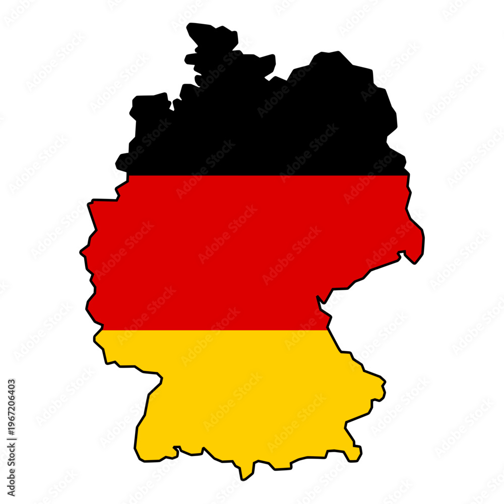 Fototapeta premium Germany Flag in Map Shape with Black Outline