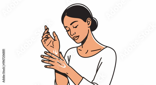 Person applying lotion to hands