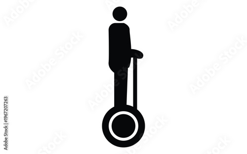 person riding hoverboard icon, modern transport symbol showing electric mobility and smart travel concept