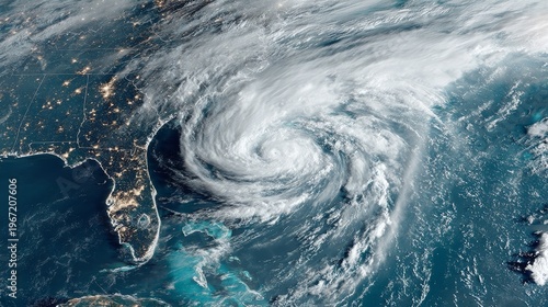 Florida Coastline Under Threat Massive Hurricane Eye from Above.