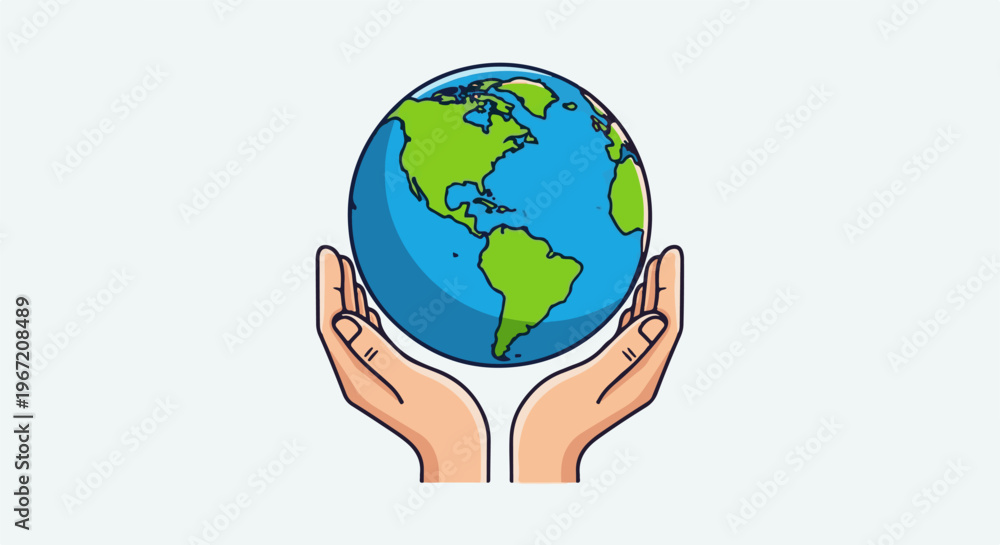 Fototapeta premium Two hands cradling a vibrant planet Earth, symbolizing care and protection