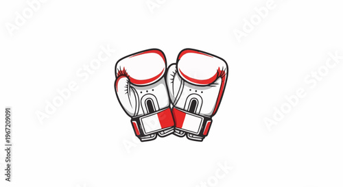 Pair of cartoon boxing gloves, white with red accents