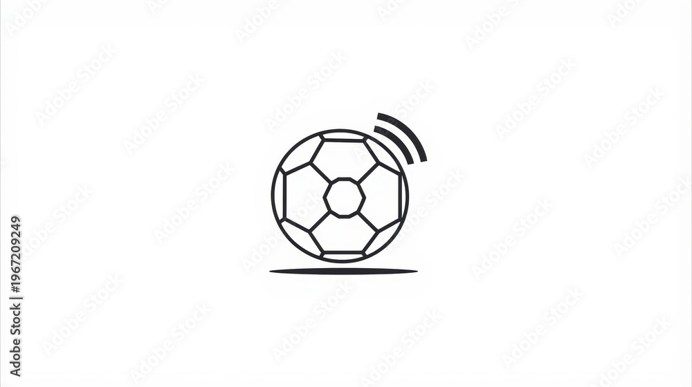Fototapeta premium Soccer ball icon, sports symbol, football logo, black and white graphic