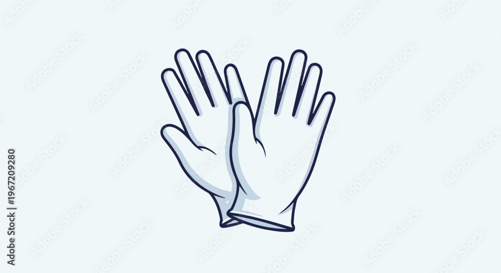 Obraz premium Pair of white cartoon gloves with dark blue outline