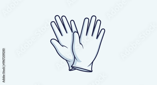 Pair of white cartoon gloves with dark blue outline