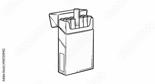 Open pack of cigarettes shown in a simple line drawing