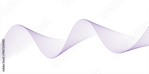 Wave sound line, abstract lines background, graphic thin curves design element, elegant tech flow backdrop