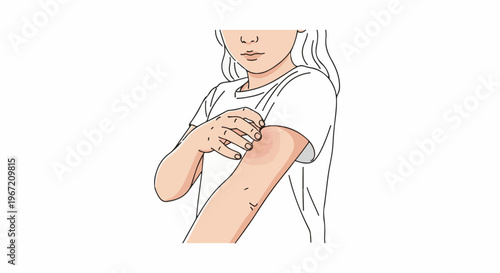 Person scratching an arm with red, irritated skin and small marks