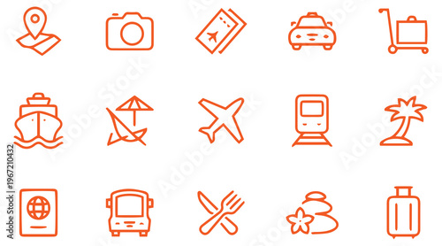 Travel icons set. Tourism simple icon collection. Vector
