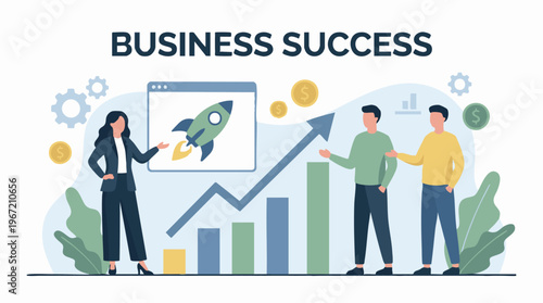 Business team demonstrating success, growth, and startup strategy