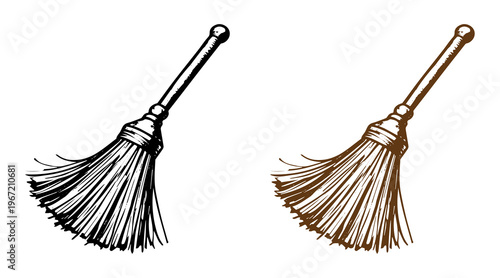Cleaning Broom Household Icons Vector eps10