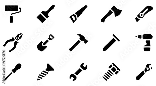 Tools icons set. Instruments signs collection. Tool simple icon. Vector