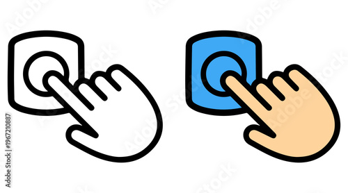  Click Hand Touch Button Icons Vector