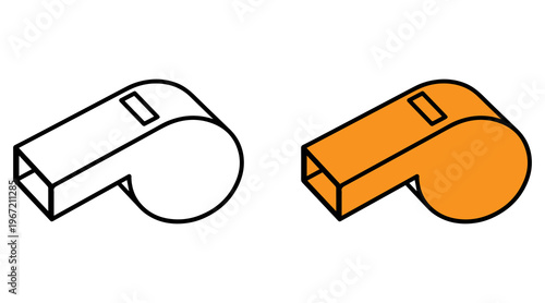 Referee whistle icon in simple editable vector style for sports rules and signals.