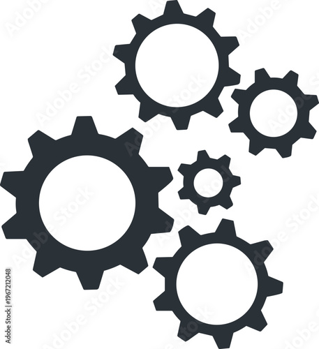 Gear cog mechanism vector illustration with interlocking wheels, industrial engineering concept, mechanical system design