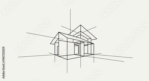 Architectural Perspective House Sketch in Bright Studio